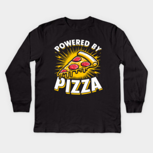Funny Powered by Pizza Kids Long Sleeve T-Shirt