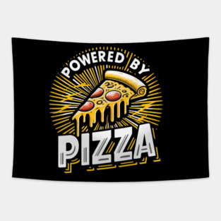 Funny Powered by Pizza Tapestry