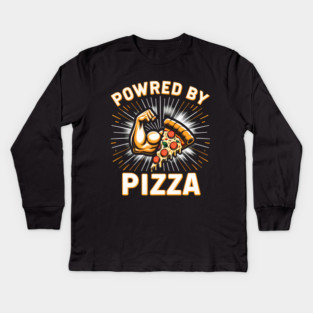 Funny Powered by Pizza Kids Long Sleeve T-Shirt