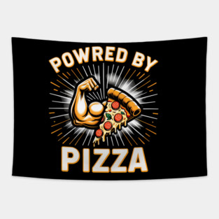 Funny Powered by Pizza Tapestry