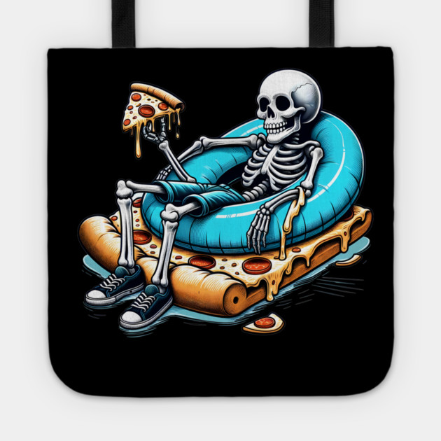 Funny Pizza Lover, Skeleton Tote by logiamerch