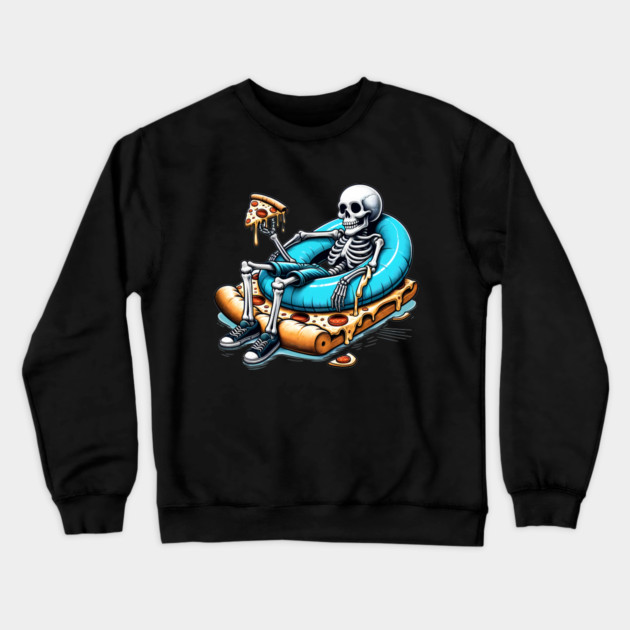Funny Pizza Lover, Skeleton Crewneck Sweatshirt by logiamerch