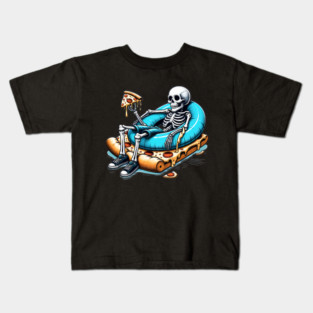 Funny Pizza Lover, Skeleton Kids T-Shirt