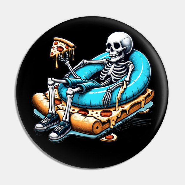 Funny Pizza Lover, Skeleton Pin by logiamerch
