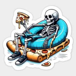 Funny Pizza Lover, Skeleton Sticker