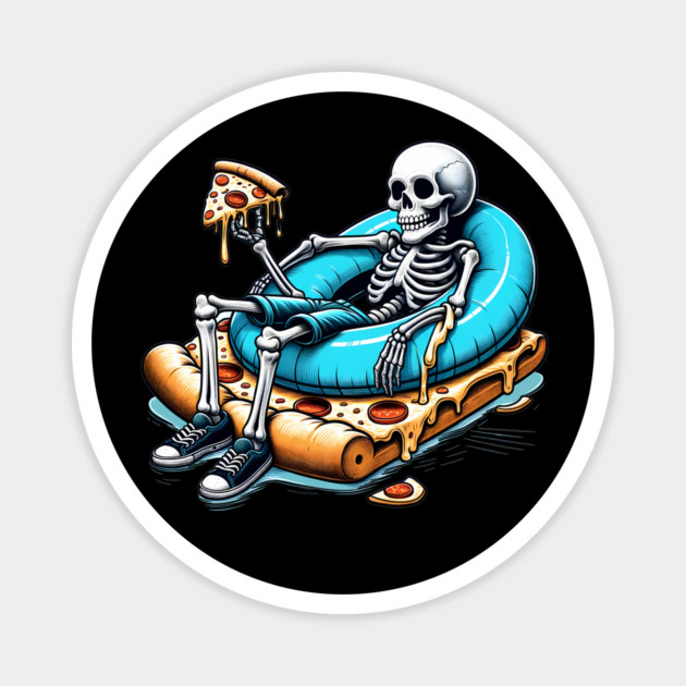 Funny Pizza Lover, Skeleton Magnet by logiamerch