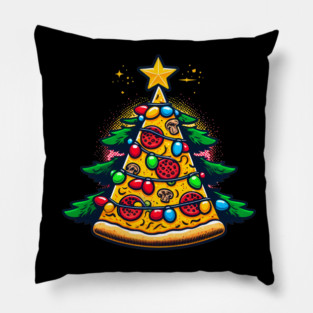 Xmas Tree with Pizza, Funny Pizza Lover Pillow