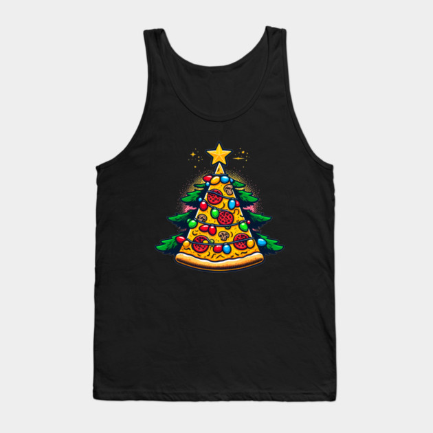 Xmas Tree with Pizza, Funny Pizza Lover Tank Top by logiamerch