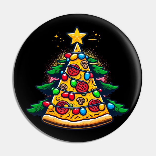 Xmas Tree with Pizza, Funny Pizza Lover Pin by logiamerch