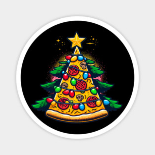 Xmas Tree with Pizza, Funny Pizza Lover Magnet