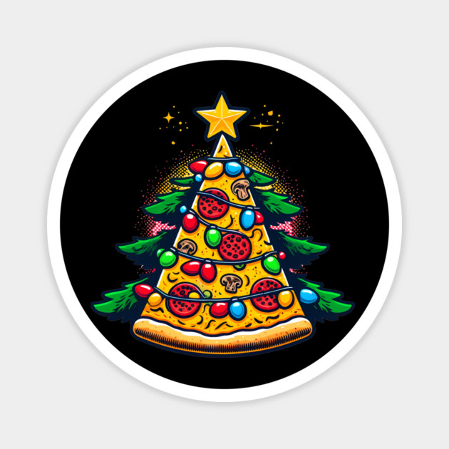 Xmas Tree with Pizza, Funny Pizza Lover Magnet by logiamerch