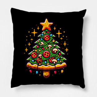 Xmas Tree with Pizza, Funny Pizza Lover Pillow