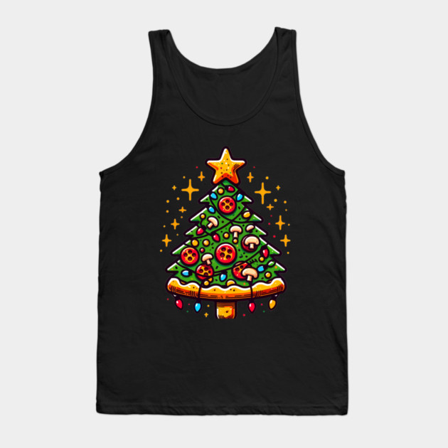 Xmas Tree with Pizza, Funny Pizza Lover Tank Top by logiamerch