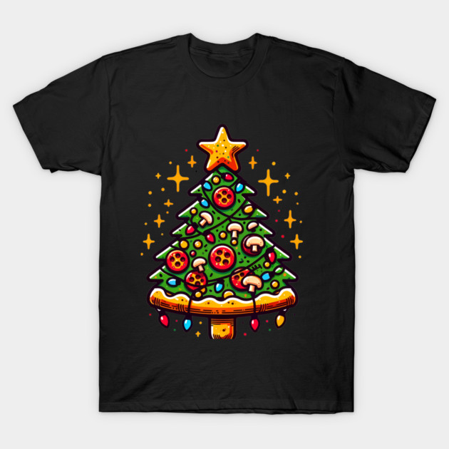 Xmas Tree with Pizza, Funny Pizza Lover T-Shirt by logiamerch