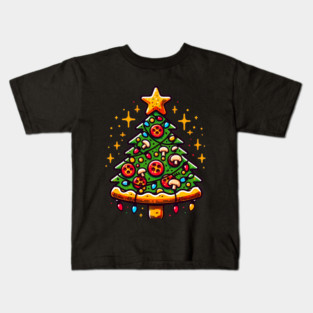Xmas Tree with Pizza, Funny Pizza Lover Kids T-Shirt