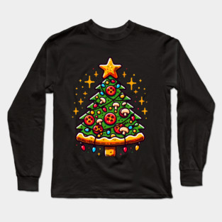 Xmas Tree with Pizza, Funny Pizza Lover Long Sleeve T-Shirt