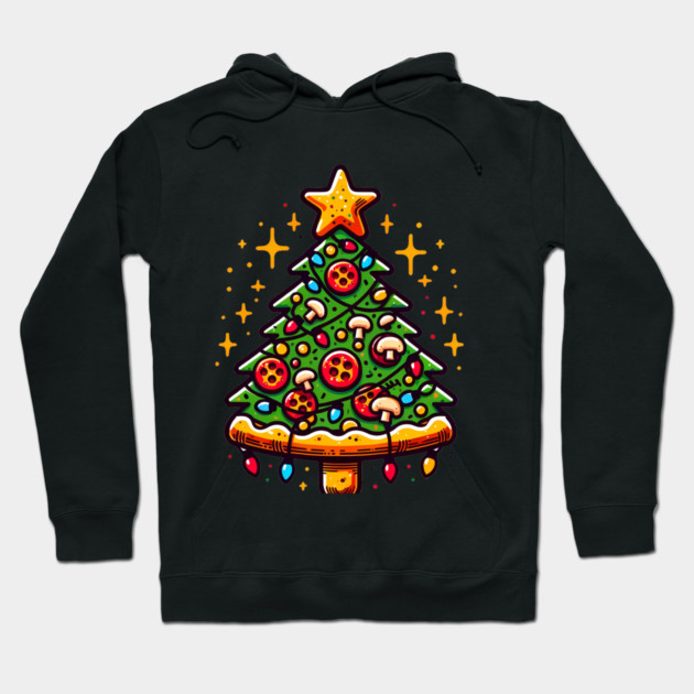 Xmas Tree with Pizza, Funny Pizza Lover Hoodie by logiamerch