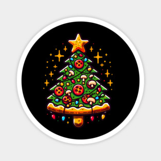 Xmas Tree with Pizza, Funny Pizza Lover Magnet