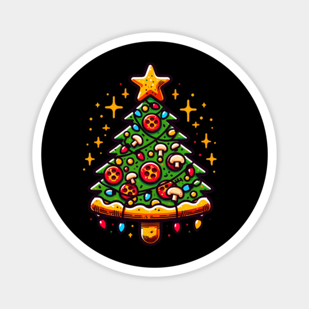 Xmas Tree with Pizza, Funny Pizza Lover Magnet by logiamerch