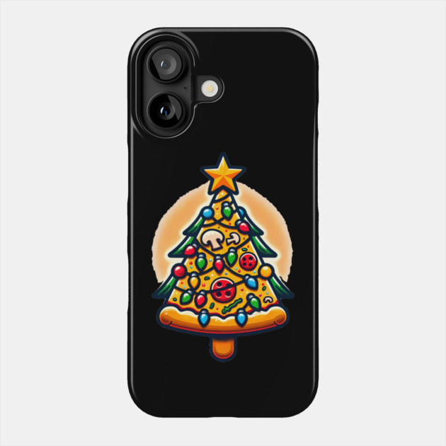 Xmas Tree with Pizza, Funny Pizza Lover Phone Case by logiamerch