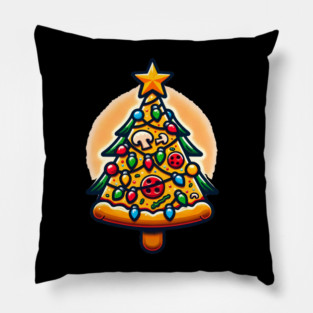 Xmas Tree with Pizza, Funny Pizza Lover Pillow