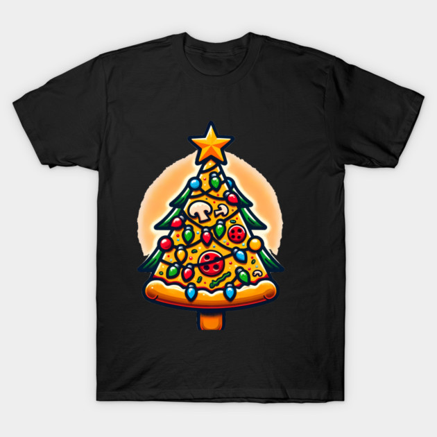 Xmas Tree with Pizza, Funny Pizza Lover T-Shirt by logiamerch