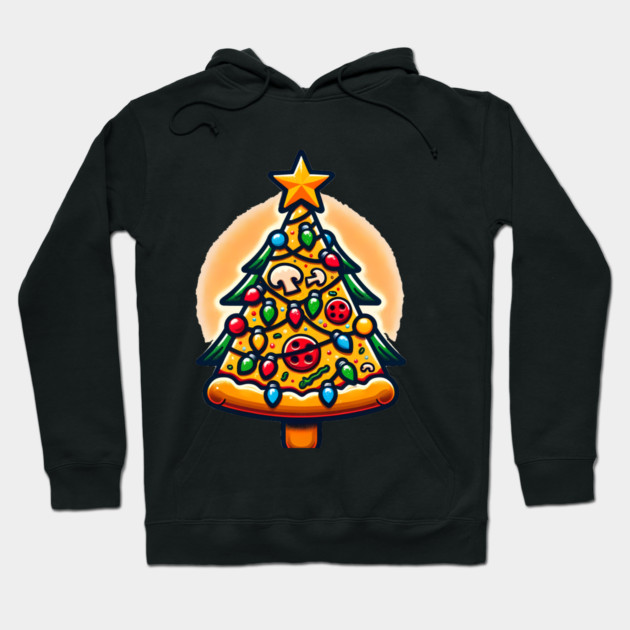 Xmas Tree with Pizza, Funny Pizza Lover Hoodie by logiamerch