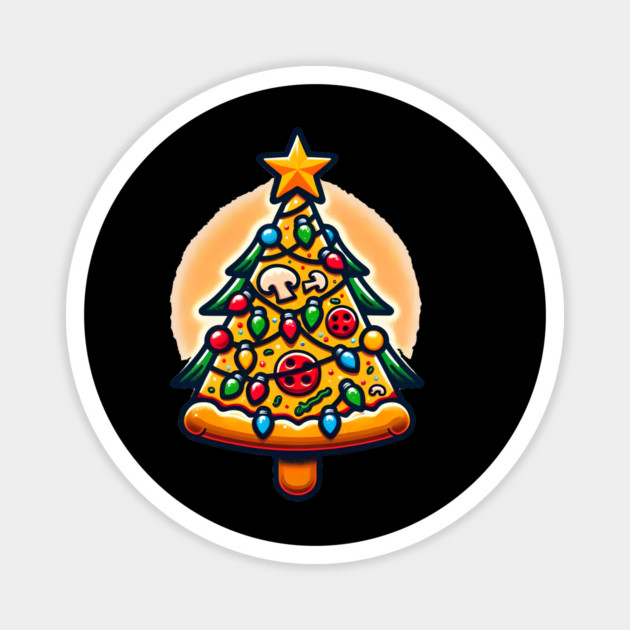 Xmas Tree with Pizza, Funny Pizza Lover Magnet by logiamerch
