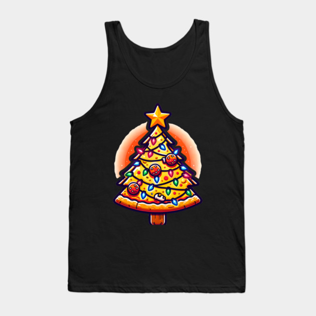 Xmas Tree with Pizza, Funny Pizza Lover Tank Top by logiamerch