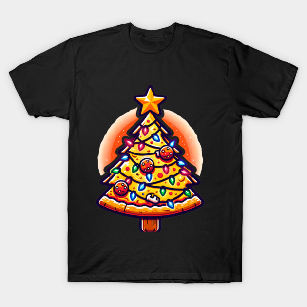 Xmas Tree with Pizza, Funny Pizza Lover T-Shirt by logiamerch