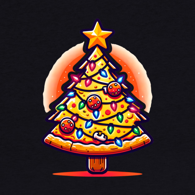 Xmas Tree with Pizza, Funny Pizza Lover by logiamerch