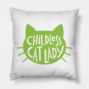 Childless Cat Lady in Chartreuse Pillow