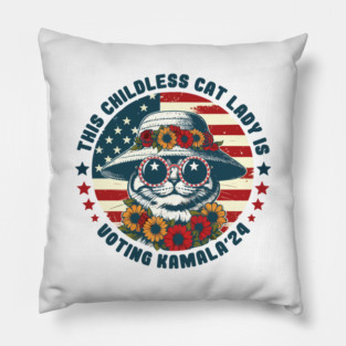 This Childless Cat Lady Is Voting Kamala'24 - Vintage style Pillow