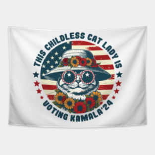 This Childless Cat Lady Is Voting Kamala'24 - Vintage style Tapestry