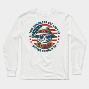 This Childless Cat Lady Is Voting Kamala'24 - Vintage style Long Sleeve T-Shirt