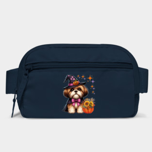 Halloween Shih Tzu Dog Lover Witch Hat Rainbow Pumpkin Bag