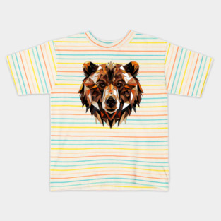 Geometric Bear Face - Bold and Modern Wildlife Art Illustration Kids T-Shirt