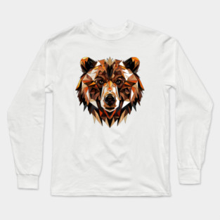 Geometric Bear Face - Bold and Modern Wildlife Art Illustration Long Sleeve T-Shirt