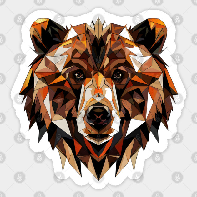 Geometric Bear Face - Bold and Modern Wildlife Art Illustration Sticker by WarFX Designs