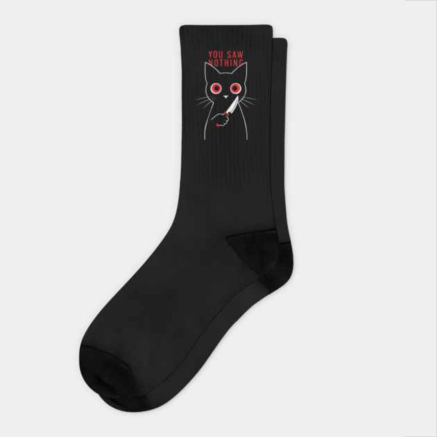 You Saw Nothing Funny Halloween Cat Socks by Anticorporati