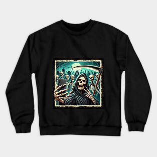 Grim Reaper Selfie (Color Version) Crewneck Sweatshirt