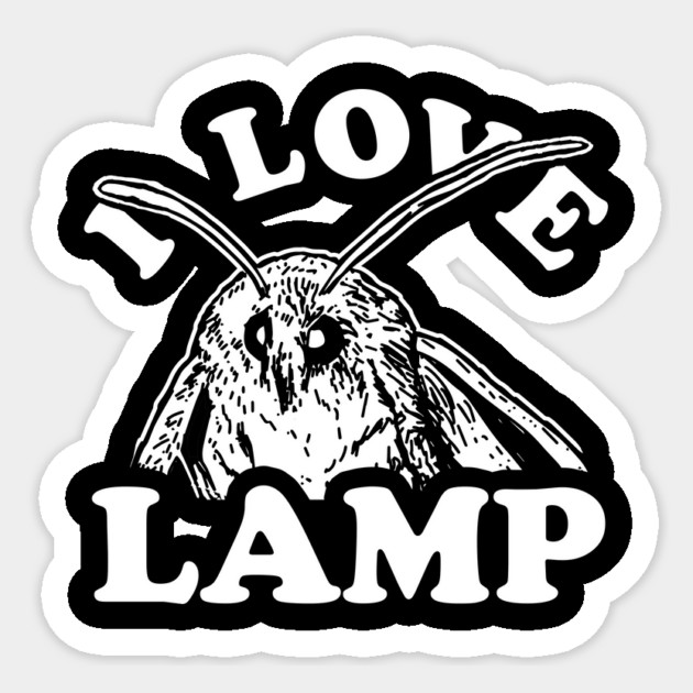 I Love Lamp Moth Sticker by dumbshirts