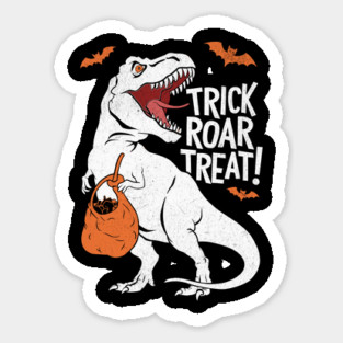 Trick Roar Treat Design: Halloween Dinosaur with Candy - Fun Spooky Art Magnet