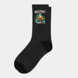 Haunt Forevermore Design: Spooky Jack-o'-Lantern & Haunted House - Halloween Art Socks