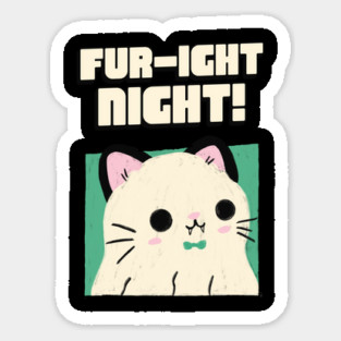 Fur-ight Night Design: Cute Cat with Fangs - Fun Halloween Art Sticker