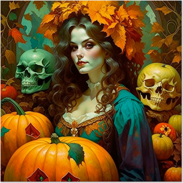 Art Nouveau Samhain Wall Art by HolidayBug