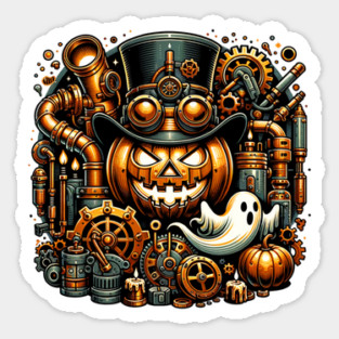 Steampunk Halloween Sticker