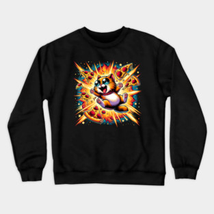 Cat with Pizza in Space, Funny Pizza Lover Crewneck Sweatshirt