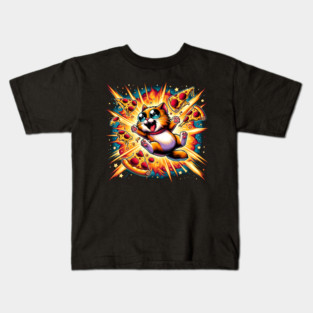 Cat with Pizza in Space, Funny Pizza Lover Kids T-Shirt