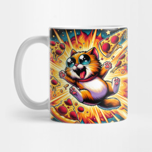 Cat with Pizza in Space, Funny Pizza Lover Mug
